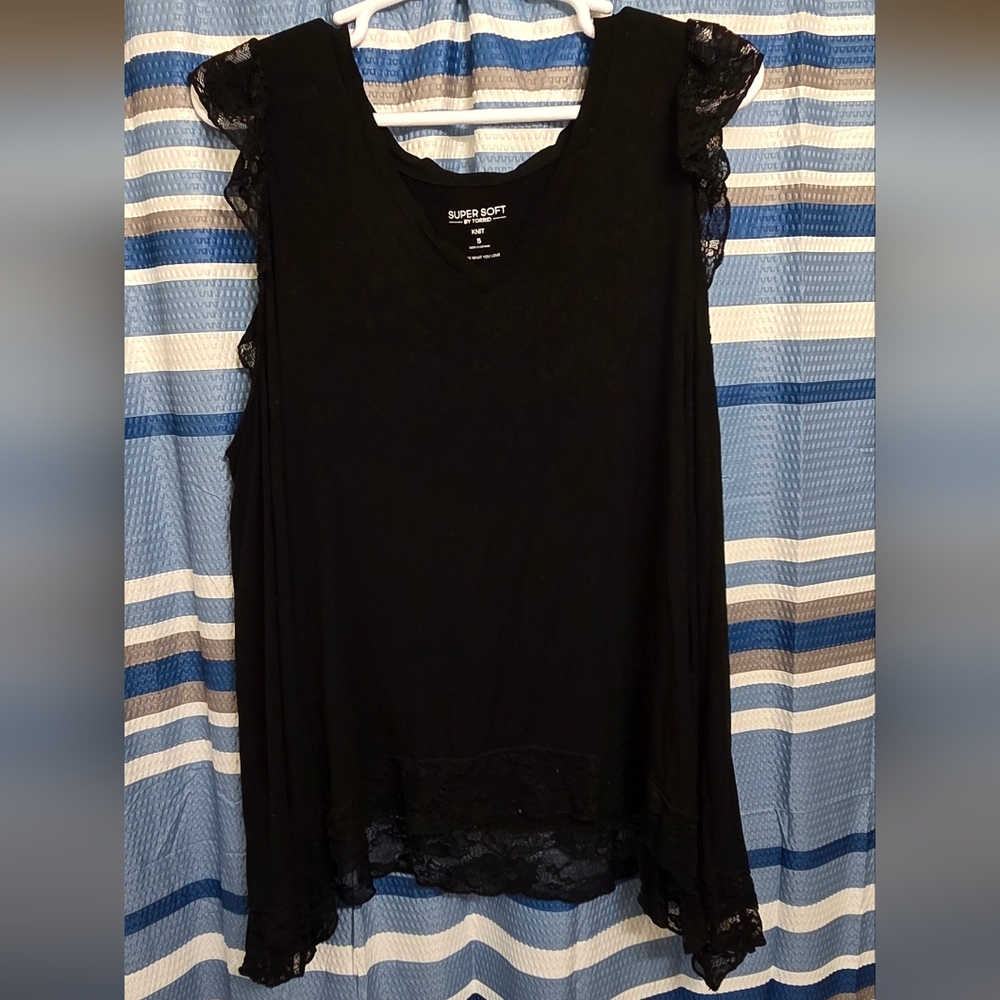 Torrid Black Lace Sleeve Tank Top